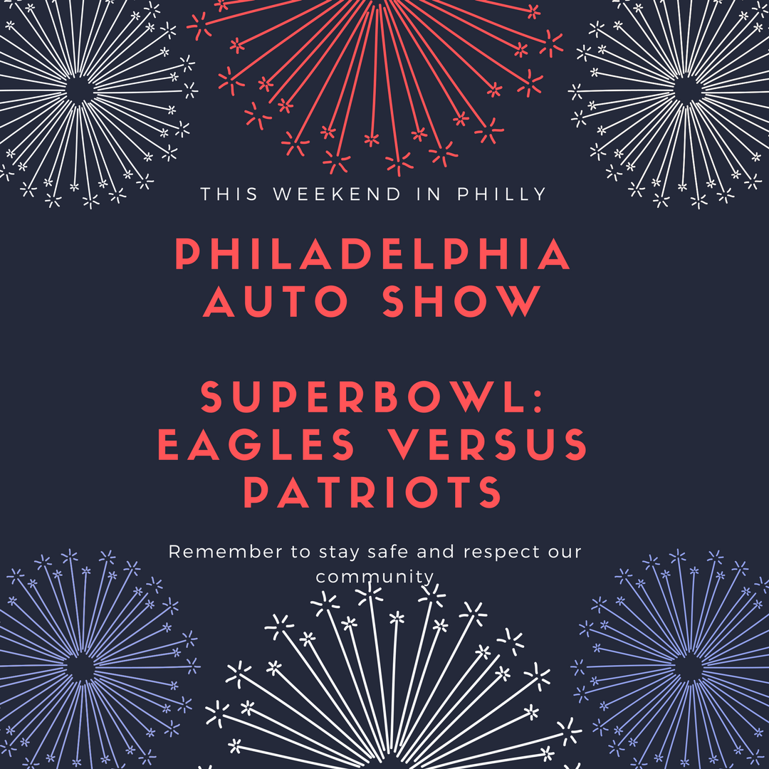 TUJWhite's tweet photo. Have a safe and fun weekend! #superbowl2018 #templeuniversity #philly #upcomingevents #autoshow https://t.co/oGxFs3bxQL