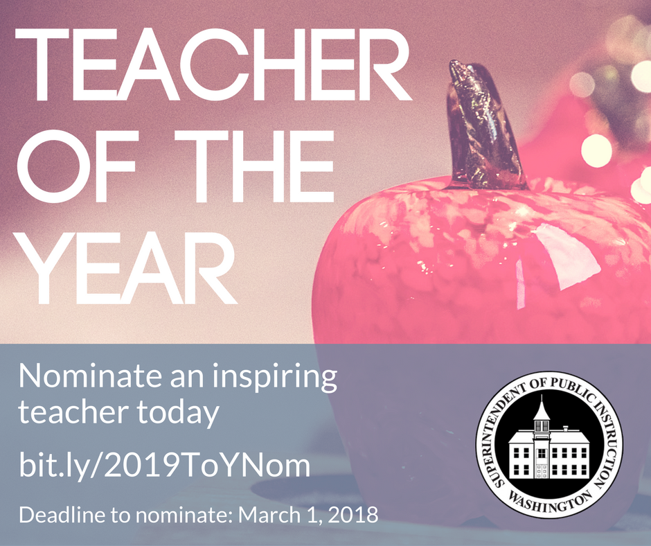 waOSPI's tweet photo. Know an outstanding educator that could represent #WAedu ?? Nominate one by March 1! ❤️🌟🍎 #WAToY #ToY https://t.co/8tSpKx8IKd https://t.co/MK1qsIev2i