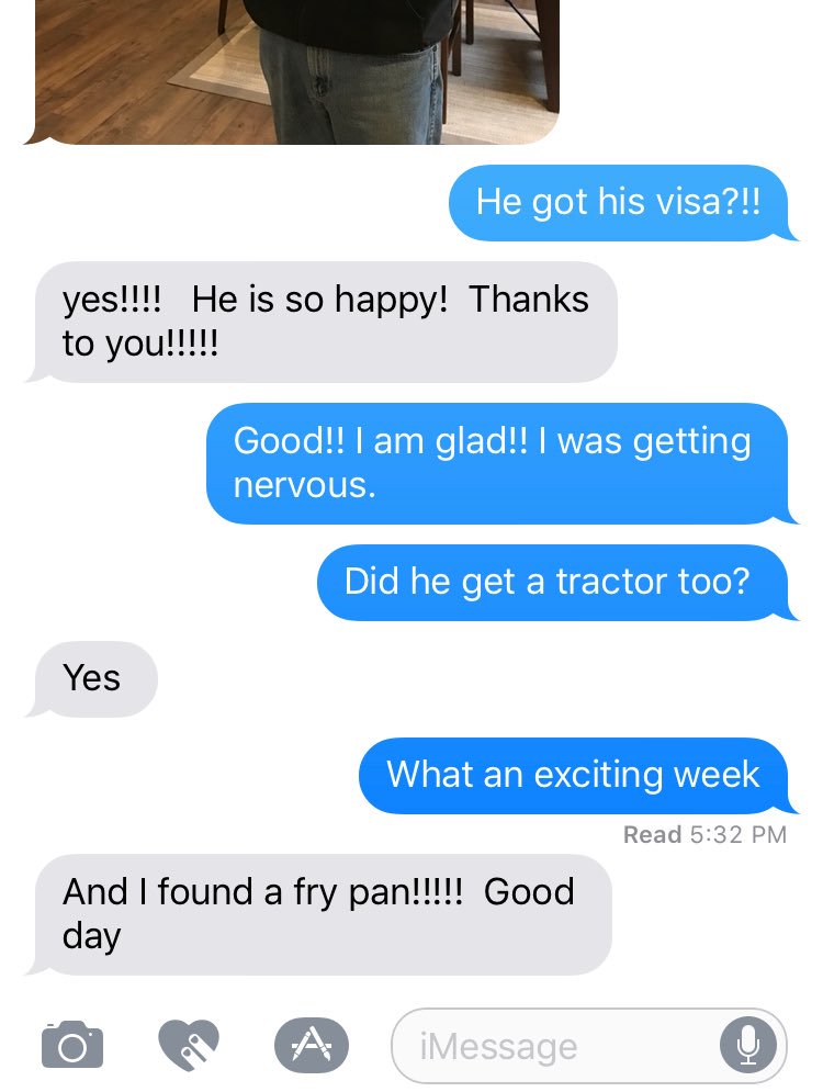 Marissa_Neusch's tweet photo. This week my Grandpa bought a new farm, new payloader, and got his evisa to go to Brazil next week... and my grandmas just happy she got a new fry pan!! #farmfamily #ultimategoals https://t.co/qMM8MnfPzG