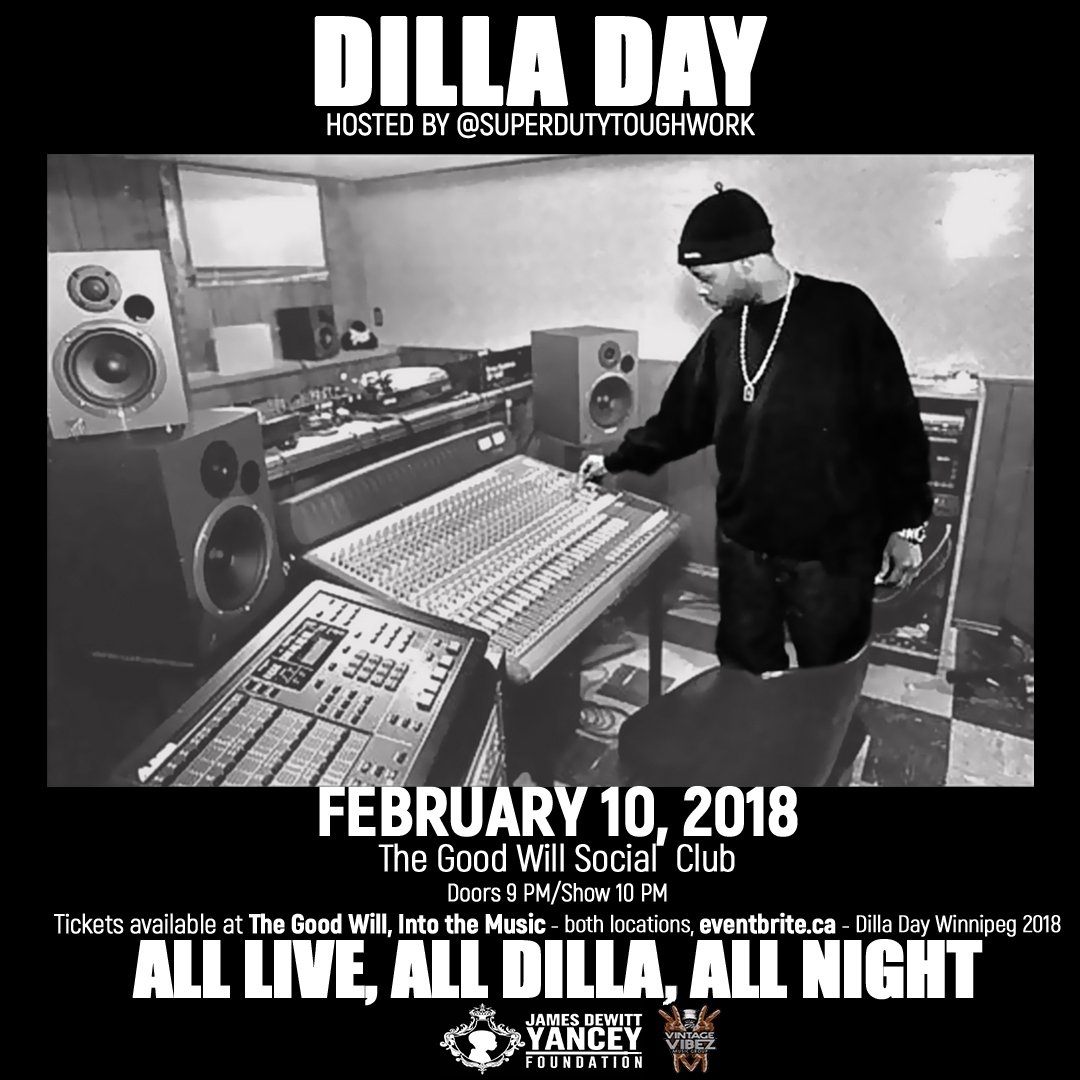 One week from today we have Dilla Day, hosted by Super Duty Tough Work, with appearances by CJ the Grey, Victoria Dawn, <a href="/eggnmx/">E.GG</a>, T-Rhyme and more! Get tickets at the bar, Into the Music (both locations) or online here: eventbrite.ca/e/dilla-day-wi…