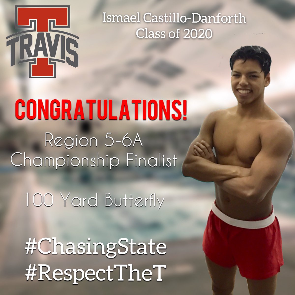 EphraimDanforth's tweet photo. So proud of our boy @ismaeldanforth ! Set new school record and #SwimmingForState this Saturday PM. Go get ‘em 🐯#RespectTheT #TheTravisWay https://t.co/A0LC6ORBCq