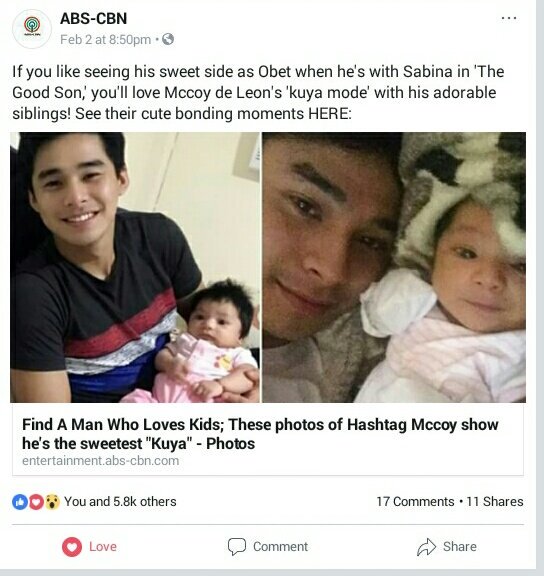 franchescaagda1's tweet photo. @hashtag_mccoydl aheeem, news item sa Facebook ang pagiging loving Kuya mo oh. Ohhaaa, now showing si baby @shylladeleon 😘 Sugod na mga kapatid, paulanan ng puso and comments. https://t.co/UlnAJqKNYB