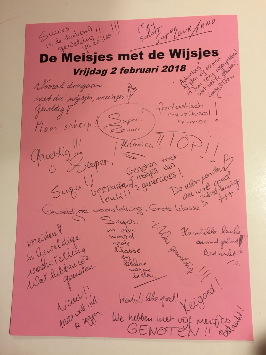 Wat een héérlijke reacties van het publiek vanavond in <a href="/TMozaiek/">Theater 't Mozaïek</a> in Wijchen!! Volgend weekend 9-02 staan we in Soest <a href="/TheaterIdea/">Theater Idea</a> en 10-02 in Heerenveen <a href="/PosthuisTheater/">Posthuis Theater</a> Zien we je dan?! #tegeltjeswijsheid #dmmdw