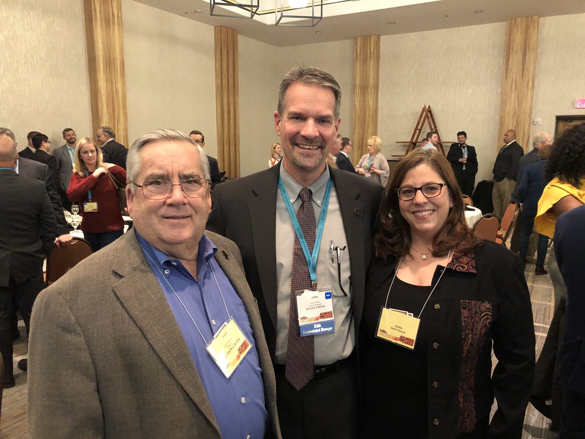 A great night as Queen Creek Town Manager John Kross was awarded the top management award in the State from the Arizona City/ County Mgmt Assoc. Spouse Julie and Queen Creek Mayor Gail Barney were happy and proud attendees at the annual awards ceremony!