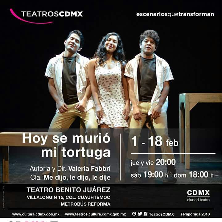 2x1 en la obra "hoy se murió mi tortuga" hoy a las 20:00 hrs 
¿Quién dijo yo? 👌🙌🎟
