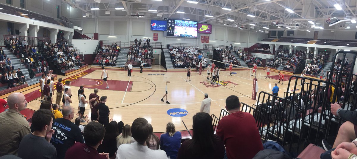 UCWV_Baseball's tweet photo. Taking in a little MVB action tonight. @ucwv_mvball vs Ohio State. @UCWV_Baseball is out in full support! Packed house tonight, electric environment! #selflessUCbaseball #PeopleHelpingPeople https://t.co/RD8WhsMxrp