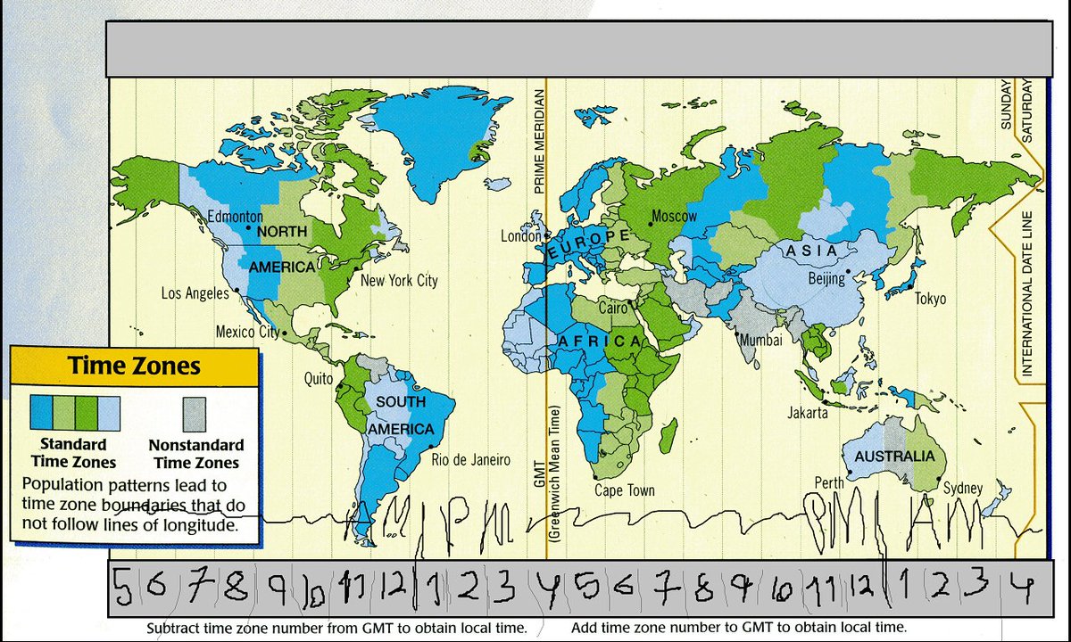 Time zone map.