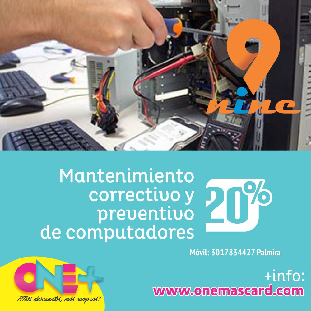 onemascard's tweet photo. Para ti #OneMasCard con #nine 20% hazle mantenimiento correctivo y preventivo a tu computador con el 20% de descuento. Comunícate al Móvil: 3017834427 #like4like #palmira #mantenimiento #computadores https://t.co/M9emz5SGsl