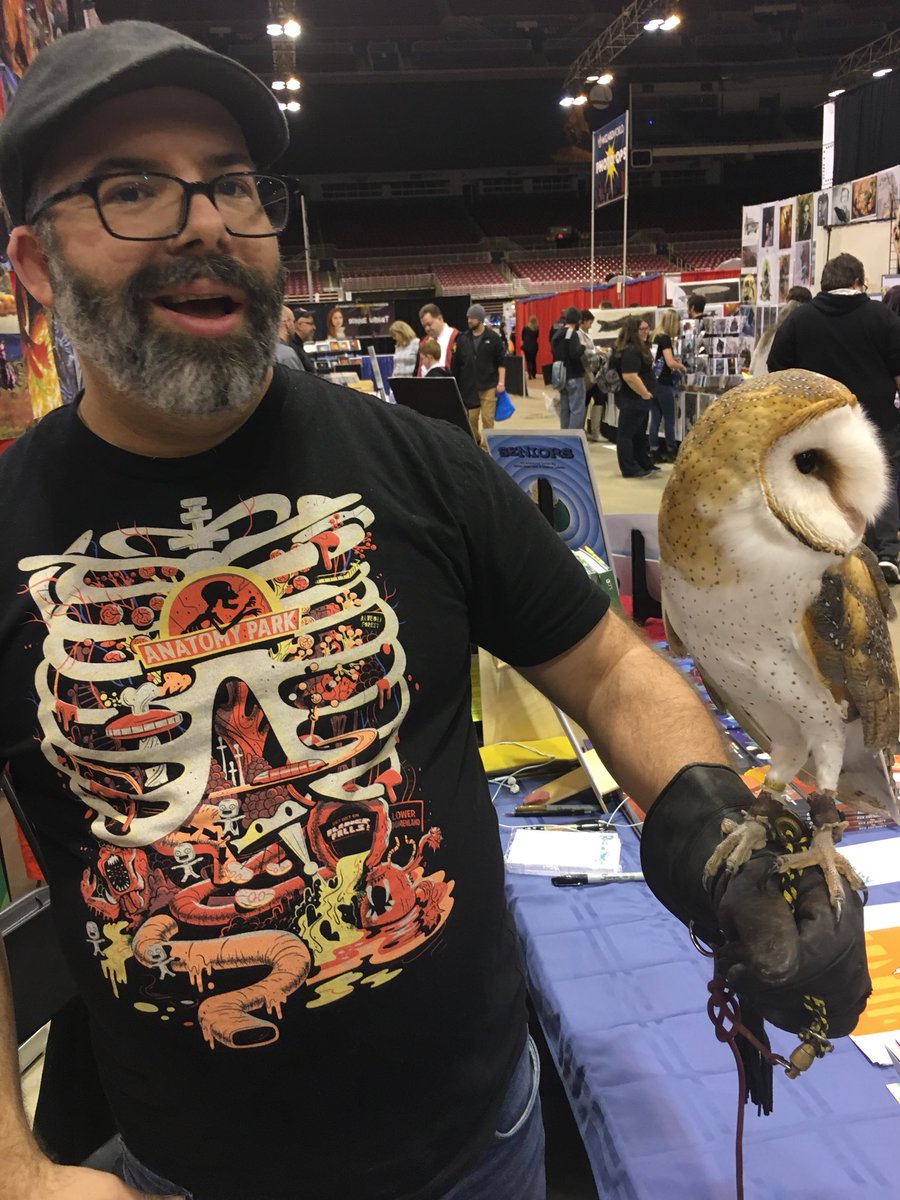 TheKyleStarks's tweet photo. Uh I got to hold an owl named Boozy! Pretty amazing! #wildlifecommandcenter https://t.co/uQSuu6sBQm