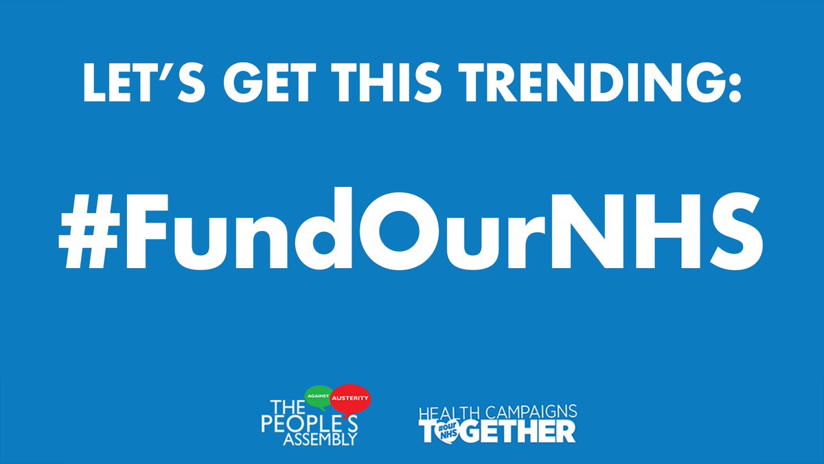 pplsassembly's tweet photo. Today we march! Together we can save #OurNHS. For anyone who can't make it, pls join the twitterstorm &amp; post on Facebook using #FundOurNHS between 12-4pm. Share your stories about what the NHS means to you, and why we need to save it from the Tories. https://t.co/J4MYUkPD01