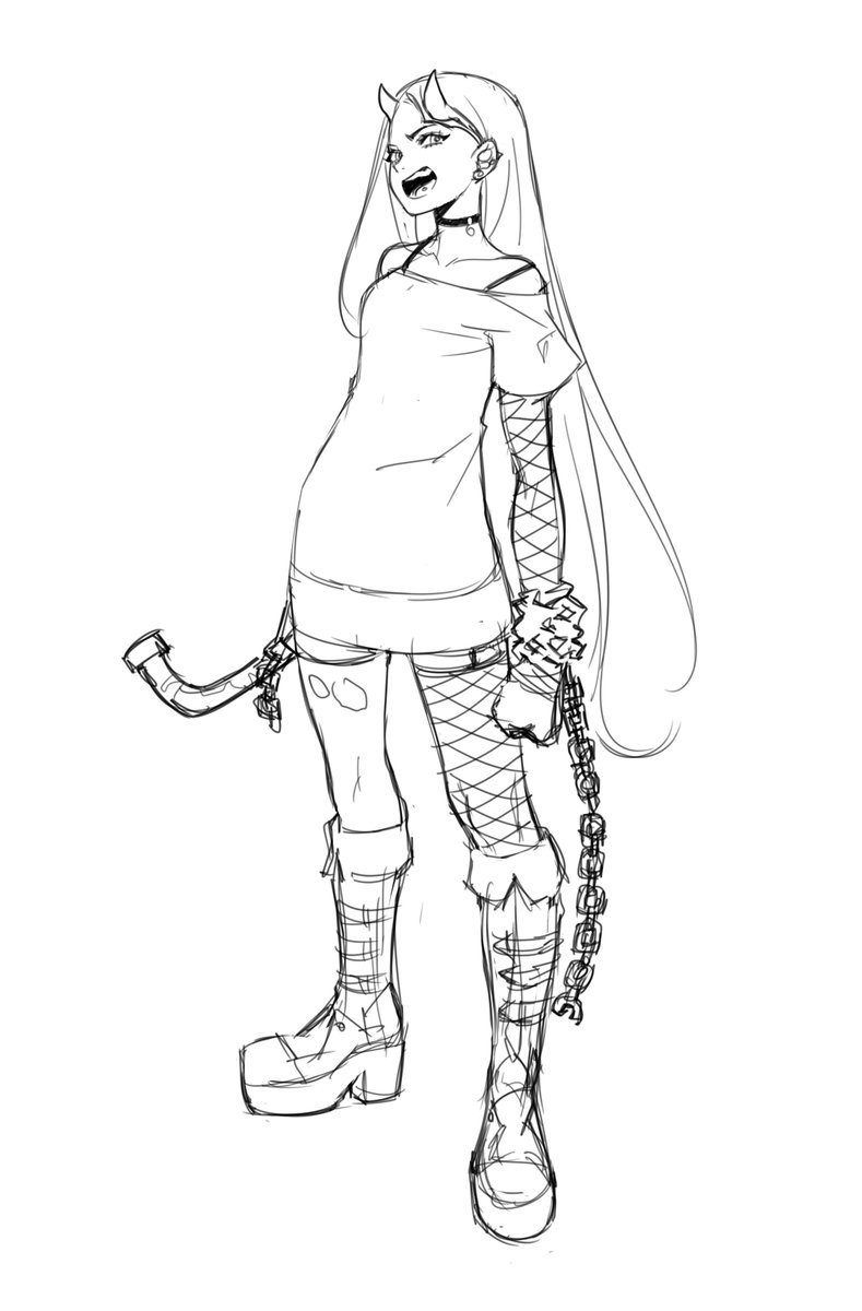 Working on a new OC. Figured I'd put some progress sketches up here :^) She's inspired by Ishoku Hada gals <3