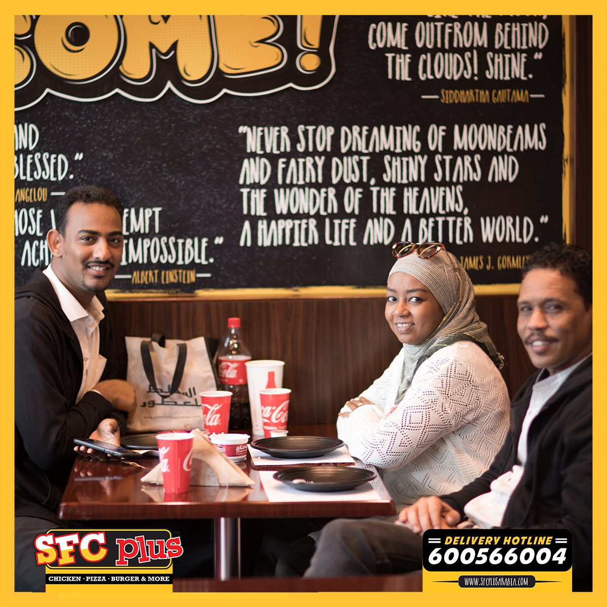sfcplusarabia's tweet photo. Happy smiles all around, the best end to a weekend is serving happy customers at #SFCPlus! https://t.co/5En4TfnSNP