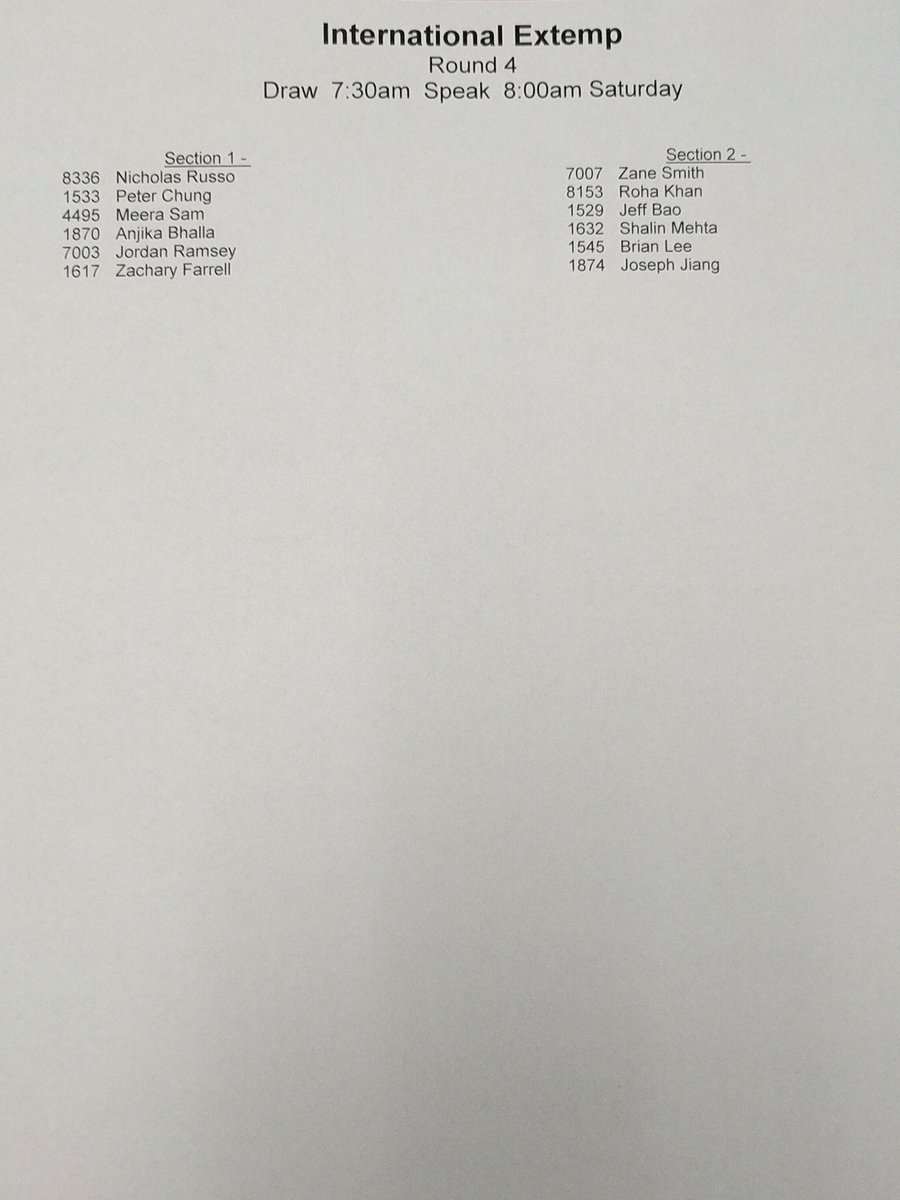 LBJofNSDA's tweet photo. IX RD4 Draw @ 730am https://t.co/IuiOaNI9EE