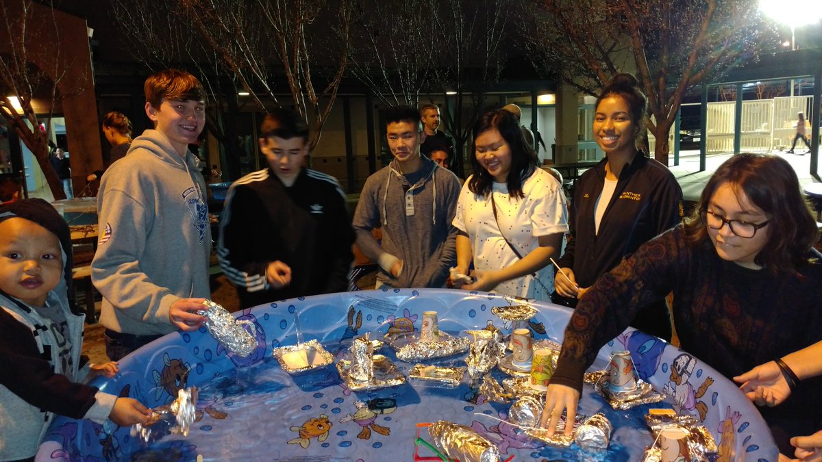 Benicia high engineering and AP computer science students helping at Mathew Turner STEAM night. #PantherPride