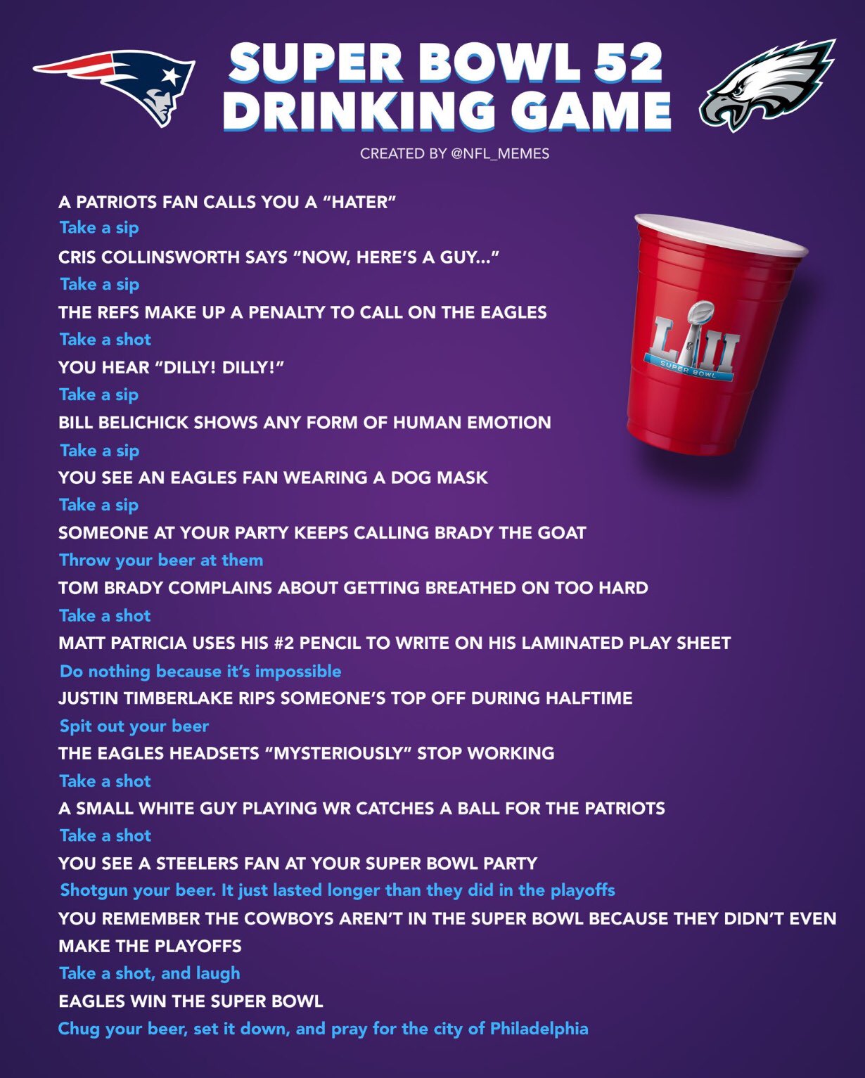 Super bowl drinking sale game