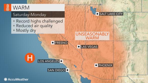 breakingweather's tweet image. Unseasonable high temps will increase brush fire danger and worsen drought conditions across southwestern United States: ow.ly/UN5930iaYBw