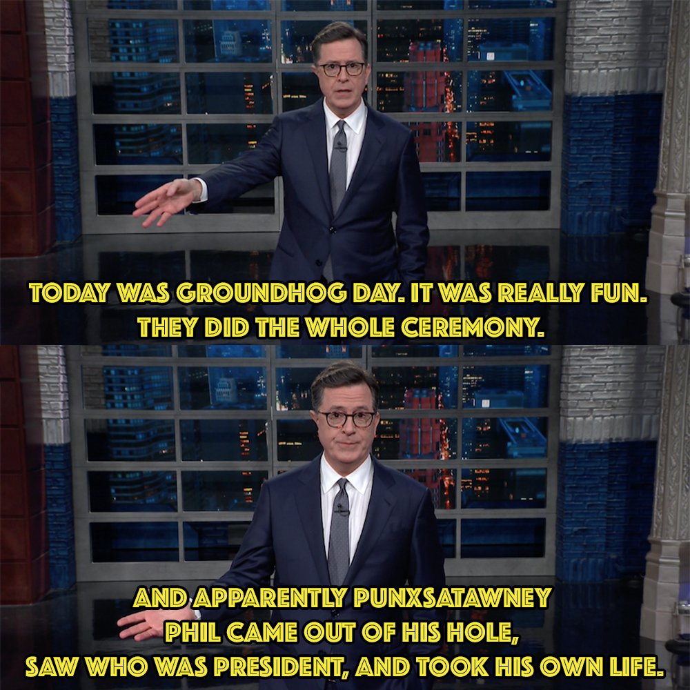 colbertlateshow's tweet photo. Groundhog Day
#RIPPunxsutawneyPhil #LSSC https://t.co/YtxvGtV7wJ