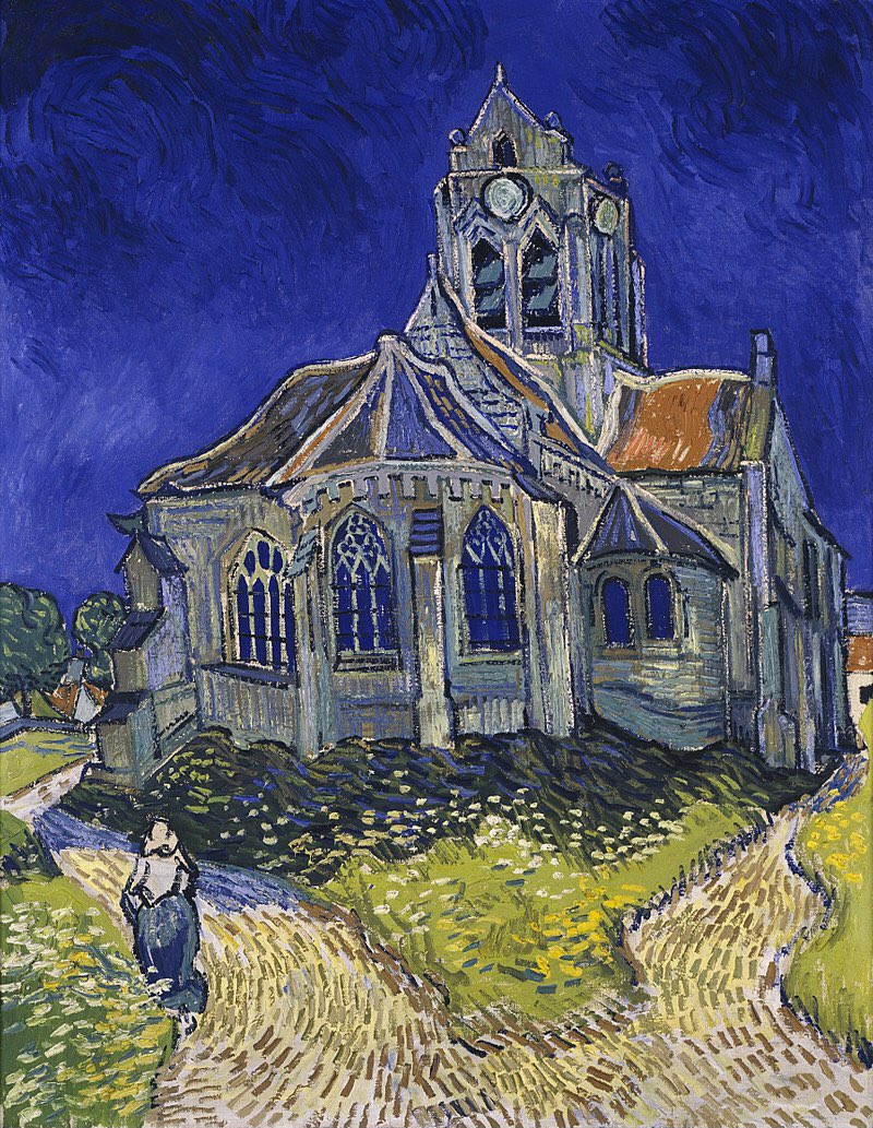ClassicArtToday's tweet photo. Vincent Van Gogh- The Church at Auvers. (1890) oil on canvas. Auvers-sur-Oise, France. Post-Impressionism. https://t.co/Y8GNVcJhWR