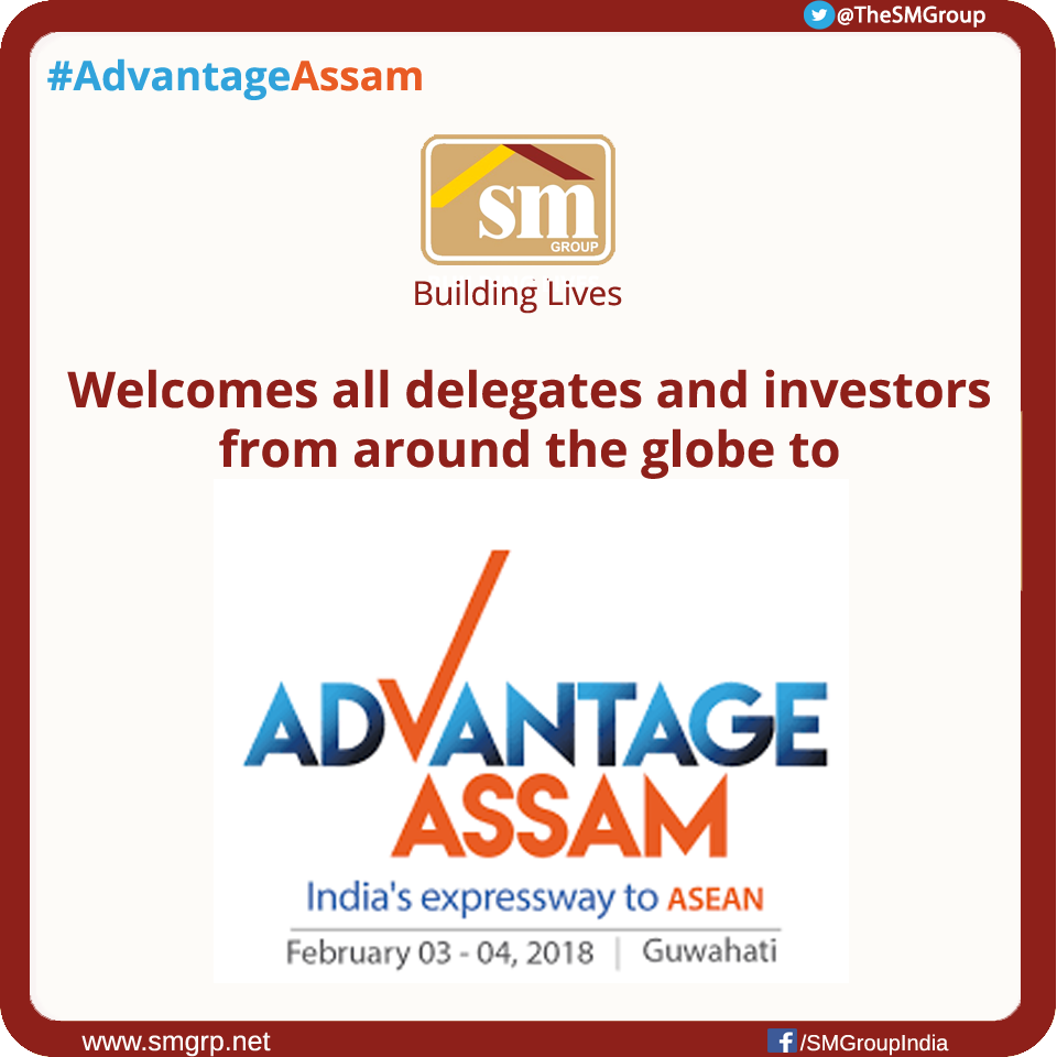 SMSonsHoldings's tweet photo. SM Group welcomes all delegates and investors from around the globe to #AdvantageAssam. #PMinAdvantageAssam #Assam #NorthEast #business #startups #investors #Guwahati #SMGroup #BuildingLives #Bitchem #DynaRoof #SmCorp @Bitchem_SM @DynaRoofIndia https://t.co/36I99zPG5T