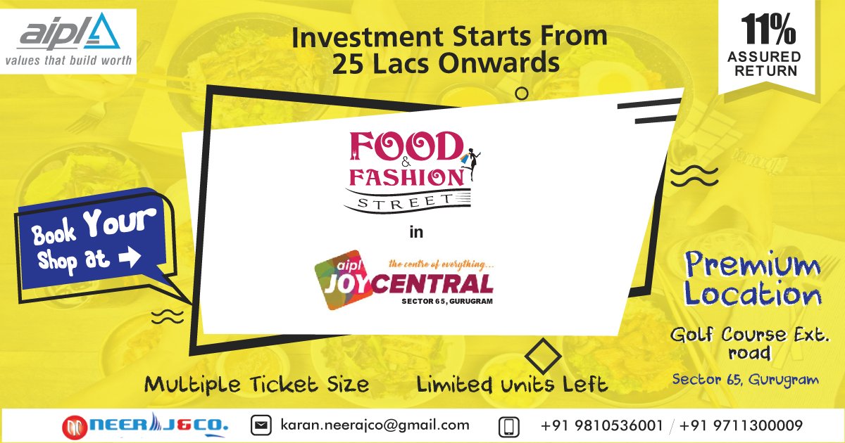 Neerajco2's tweet photo. BOOK YOUR SPACE AT : https://t.co/IPaD5hQcRW
Contact us at : 9711300009, 9958052373
Or mail us : karan.neerajco@gmail.com, nikhilagarwal2011@gmail.com

#aipl #AIPLjoycentral #neerajandco #realestate #propertydealers #realestateagents #AIPLJoycentralMall #Foodjoints https://t.co/fSIGkMLavG