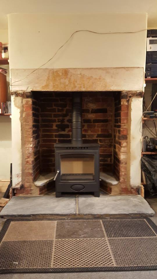 Another fit a <a href="/aradastoves/">Arada Stoves</a>  Ecoburn Widescreen plus 5 Multifuel, this has been one of our favorites, from an open fire to this amazing space.