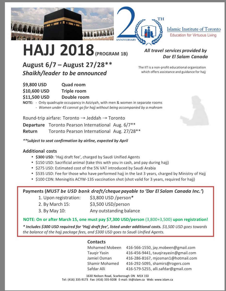 Cost Of Hajj From Canada All Hajj Guide