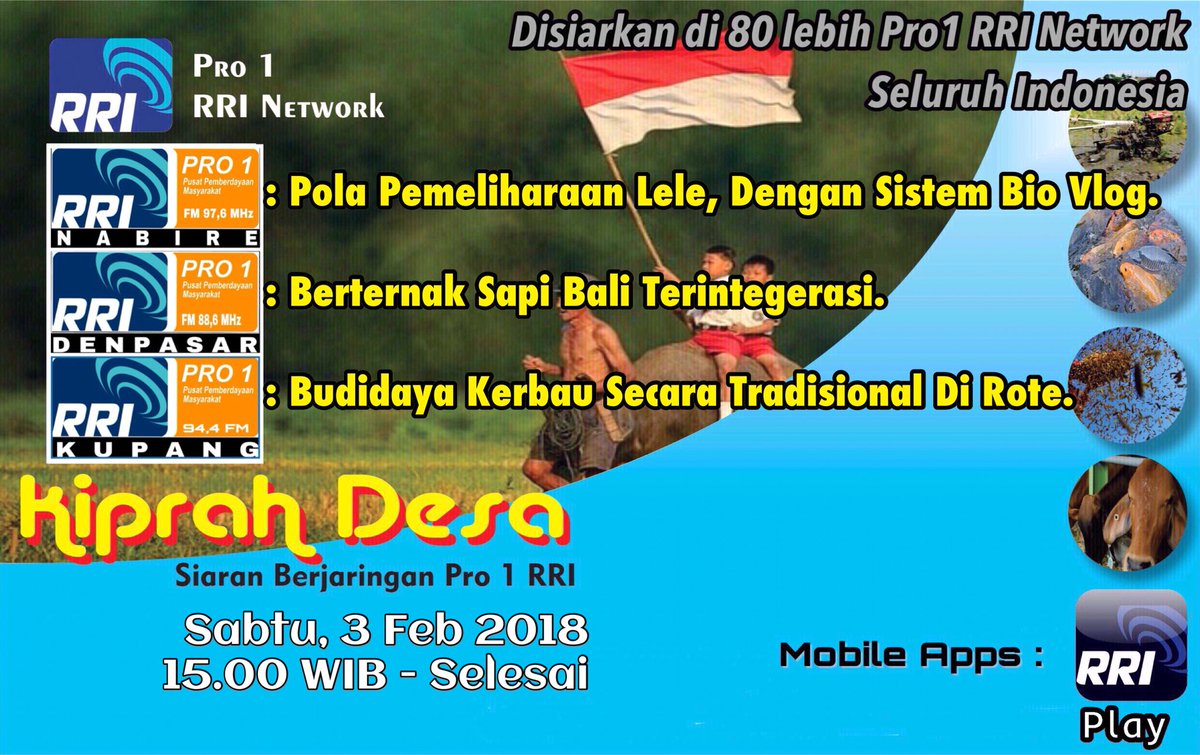 #KiprahDesaPro1RRI hari ini, Sabtu 03Feb2017 - 15.00 WIB sd selesai.