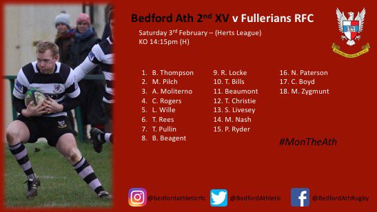 TEAM NEWS!
1st XV face <a href="/MeltonRugby/">Melton Rugby</a> at home.
Warriors also at home against <a href="/FulleriansRFC/">Fullerians RFC</a> #montheath
