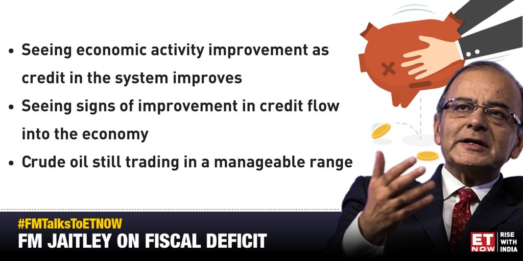 ETNOWlive's tweet photo. #FMTalksToETNOW | Finance Minister Arun Jaitley (@arunjaitley) is seeing improvement in credit flows and subsequently in the economy even amidst the #CrudeScare. Watch ArunJaitley on ETNOW in conversation with @SupriyaShrinate https://t.co/n6T4BJPcpS