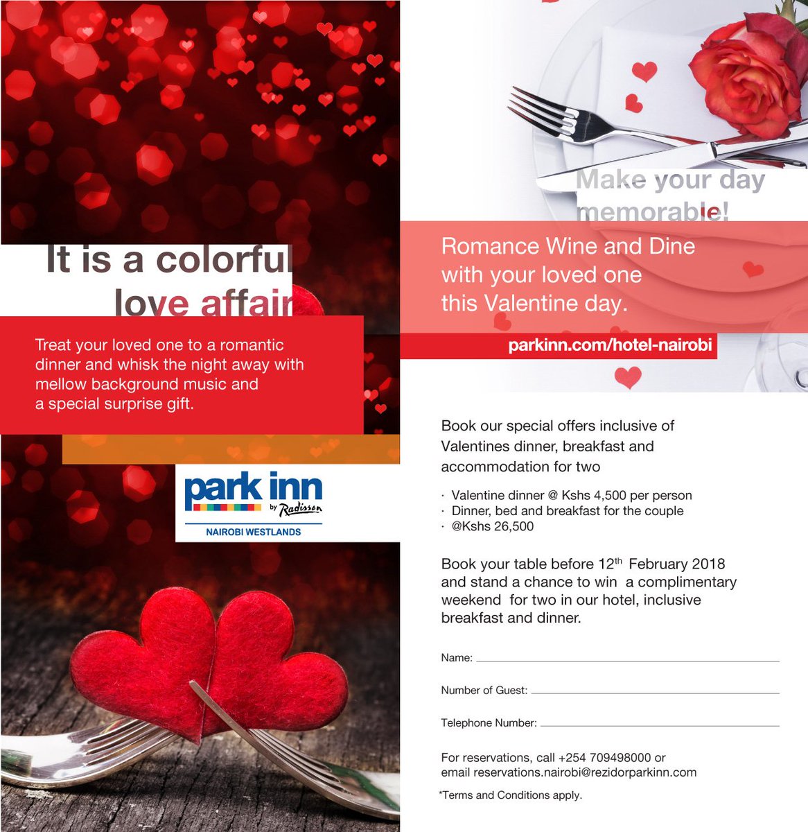 goplacesdigital's tweet photo. Its A #Colorful #Love Affair @ParkInnNairobi. Make Your Day Memorable
#GoValentines #GoParkInn #ParkInnByRadisson #WineAndDine #ValentineOffers #TravelOffers #GoPlacesValentineOffers #GoPlacesRecommended
https://t.co/nrHePygORI https://t.co/BTIrNv0fUz