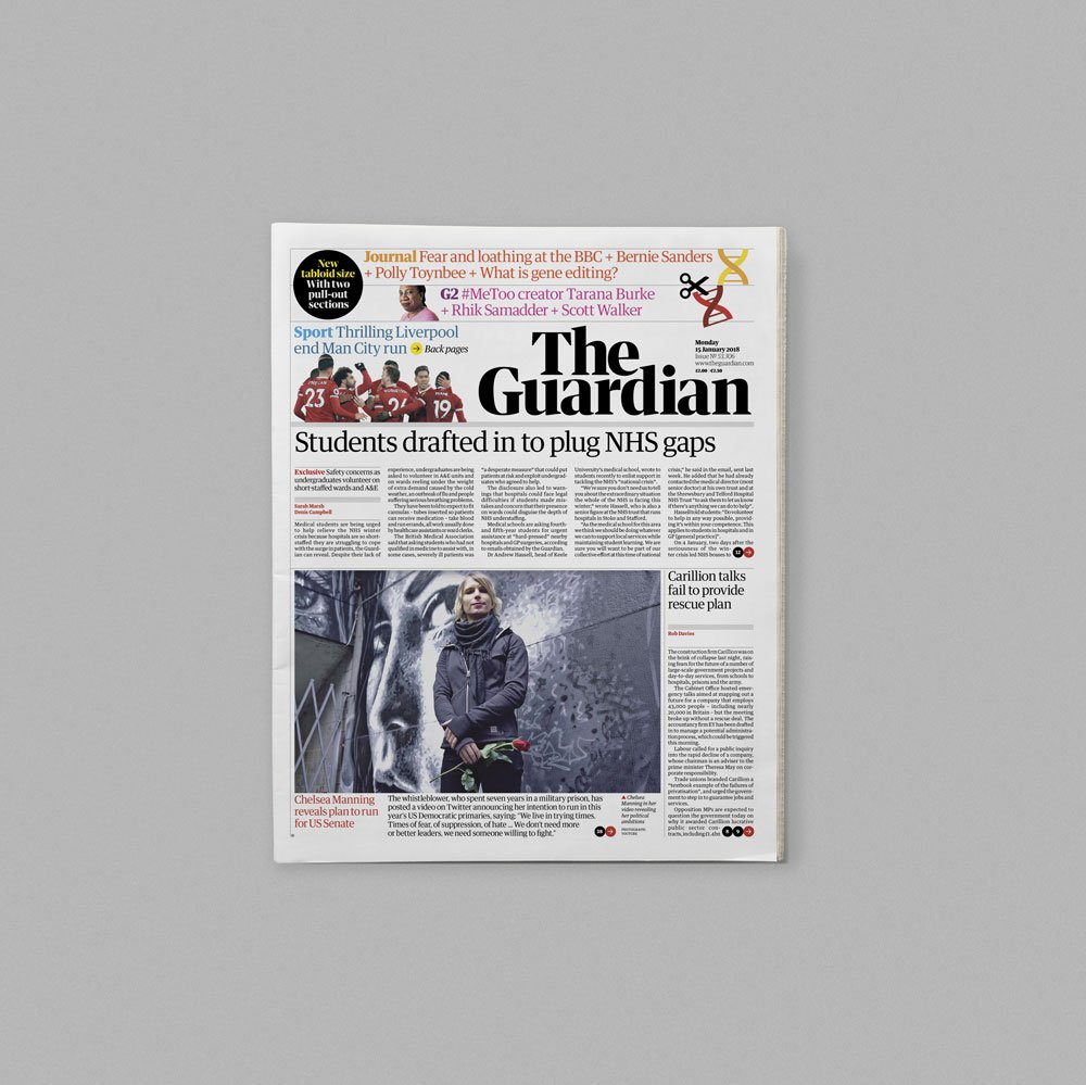 Design_Week's tweet photo. "The Guardian introduces tabloid format and redesigns all platforms": https://t.co/e8ZzK2bm8U https://t.co/EUUoE4RakJ