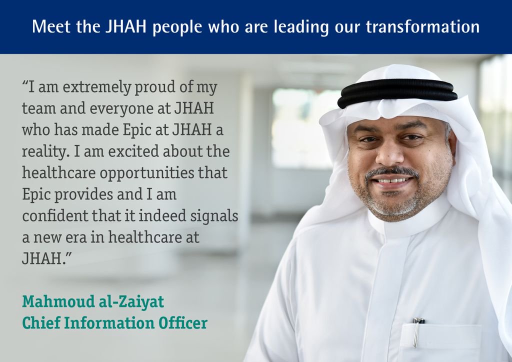 JHopkinsSaudi's tweet image. Meet our people who are leading JHAH’s transformation, Chief Information Officer Mahmoud Zaiyat 
buff.ly/2E3fFdV
#FirstInSaudi #Epic #HealthIT