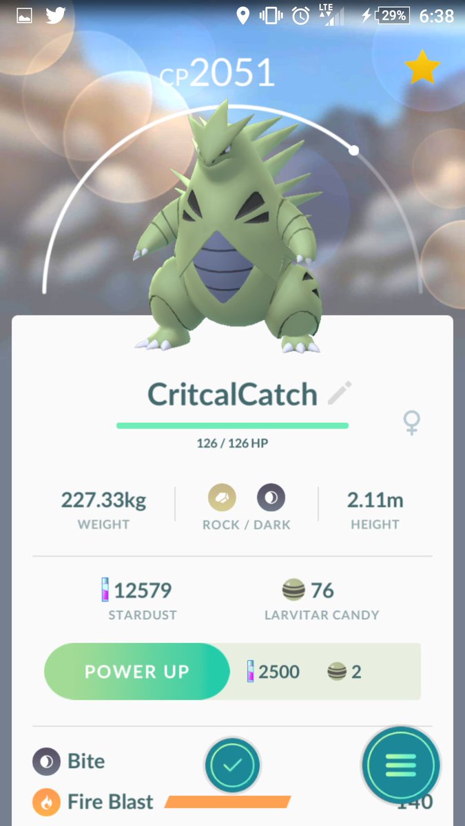 MarionEveni2018's tweet image. When your out in the rain, you end up critical catching a Tyranitar 😱 from a raid, then i finally caught a wild Lombre 😎

#PokemonGO #CriticalCatch #PokèmonHunting