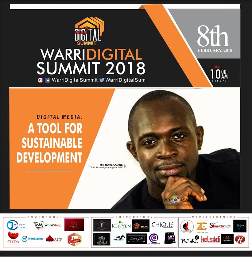 WarriUpdate's tweet photo. Our keynote speakers are @DEMOLAEXPOZE @IconicKels @OganeRume &amp; @lusurgy
Register here 👉 https://t.co/JYDbsJDQQp or https://t.co/AJUAkt31mq #WDS #WDS2018 #warridigitalsummit https://t.co/iWAWecO98Q
