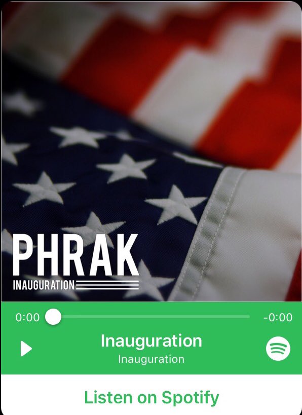 OfficialPhrak's tweet photo. #NowPlaying #Spotify #Inauguration #Trump #TrumpLies #ImpeachTrump #NotMyPresident #killuminati #NWO #Phrak - https://t.co/B8fihHijdO https://t.co/xpIiaSZpfi
