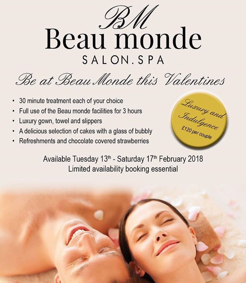 What better way to treat your sweetheart than with a Valentine's Day package at Beau Monde . 💕✨