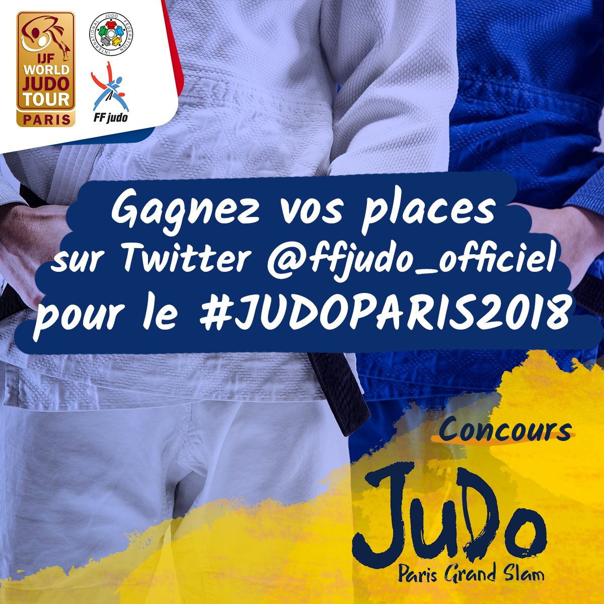 francejudo's tweet photo. 🔴  #concours 🔴  On a 1 pack de 2 places avec accès coulisses / espace famille du judo &amp; 2 packs de 2 places à vous faire gagner pour le #JudoParis2018 les 10 et 11 février prochain ! 
Pour jouer ? FOLLOW &amp; RT 🏆  #judo 
📝  Rglmt > https://t.co/2BVjsfgvQW https://t.co/HKijfgVTIY
