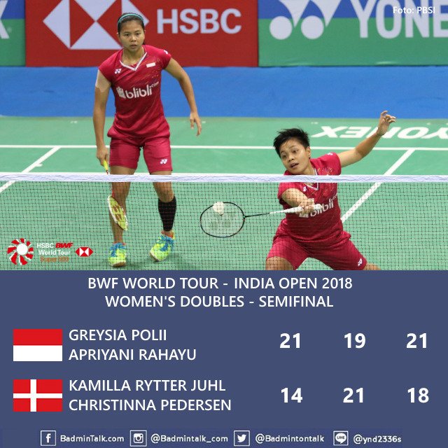 BadmintonTalk's tweet photo. LUAR BIASAAAA!!!

FINAL KELIMA hanya dalam 11 TURNAMEN BERSAMA!!!

Balas kekalahan di Sudirman Cup 2017 saat debut, Greysia/Apri melaju ke FINAL #IndiaOpen yesss

RT+LIKESSSS mana nihhhh https://t.co/m2z1ZRe2Ui