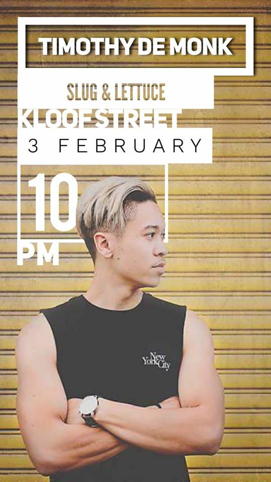 Timothy De Monk LIVE TONIGHT at the Slug on Kloof from 10pm.
64 Kloof Street, Gardens
021 422 5325 
#LiveMusic #Saturday #KloofStreet