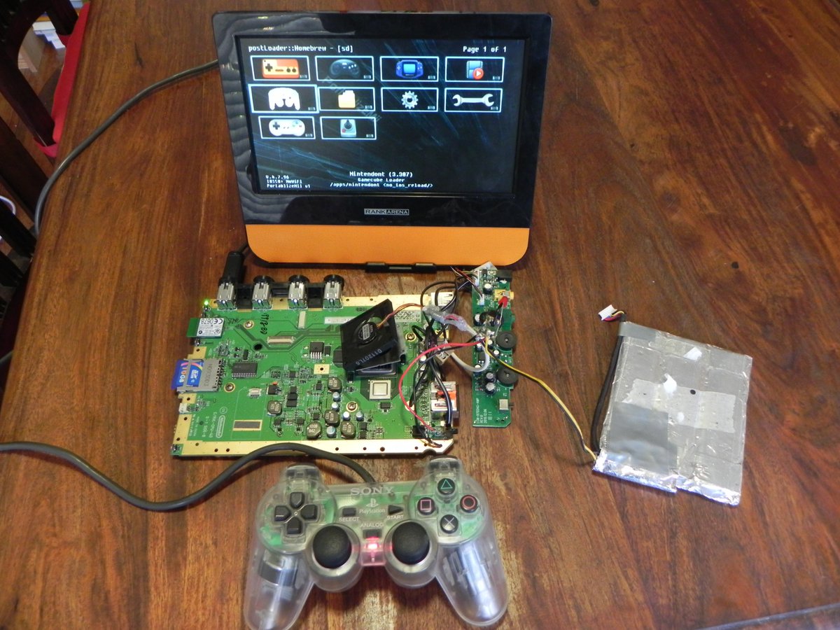 PineboxGames's tweet photo. My #portable #Wii still #wip but almost there! Runs off a Li-ion battery from a dead tablet. AV outs hardwired to the screen &amp; speakers. Next is #customizing case &amp; #modding it to fit a built-in controller.

#DIY #retrogaming #gamerlife #bitbuilt #consolehacks #gaming #DragonBall https://t.co/kPZvxkCqkx