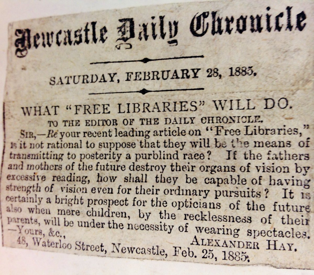 historitage's tweet photo. Don’t #TakeYourChildtotheLibraryDay
All that reading will make them lose their sight.
#victorianwisdom https://t.co/0gQvsOxSfT