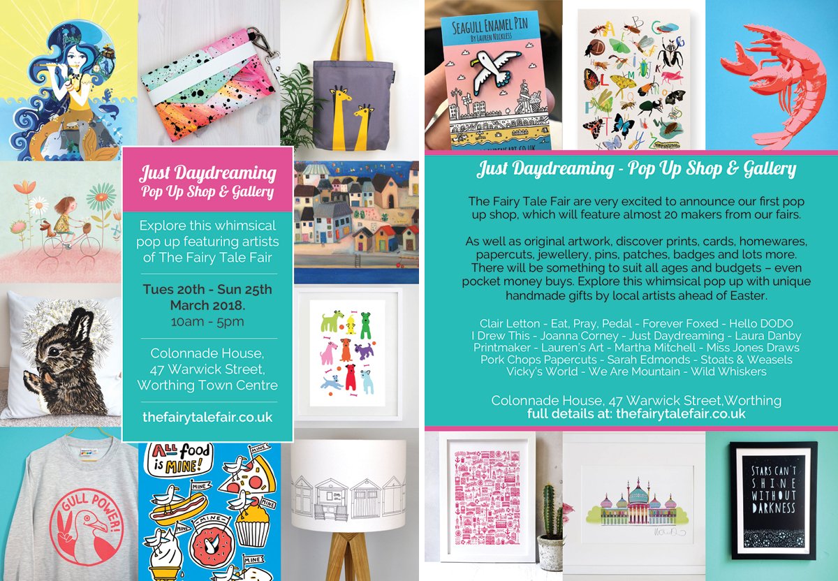 FairyTale_Fair's tweet image. Really excited to announce our first ever pop up shop - 'Just Daydreaming' at @ColonnadeHse #Worthing from 20th - 25th March! Featuring 20 of our regular makers: thefairytalefair.co.uk/just-daydreami… #popup #btnetsy #Sussex #craft #handmade #easter #crafthour #makerspace #crafturday