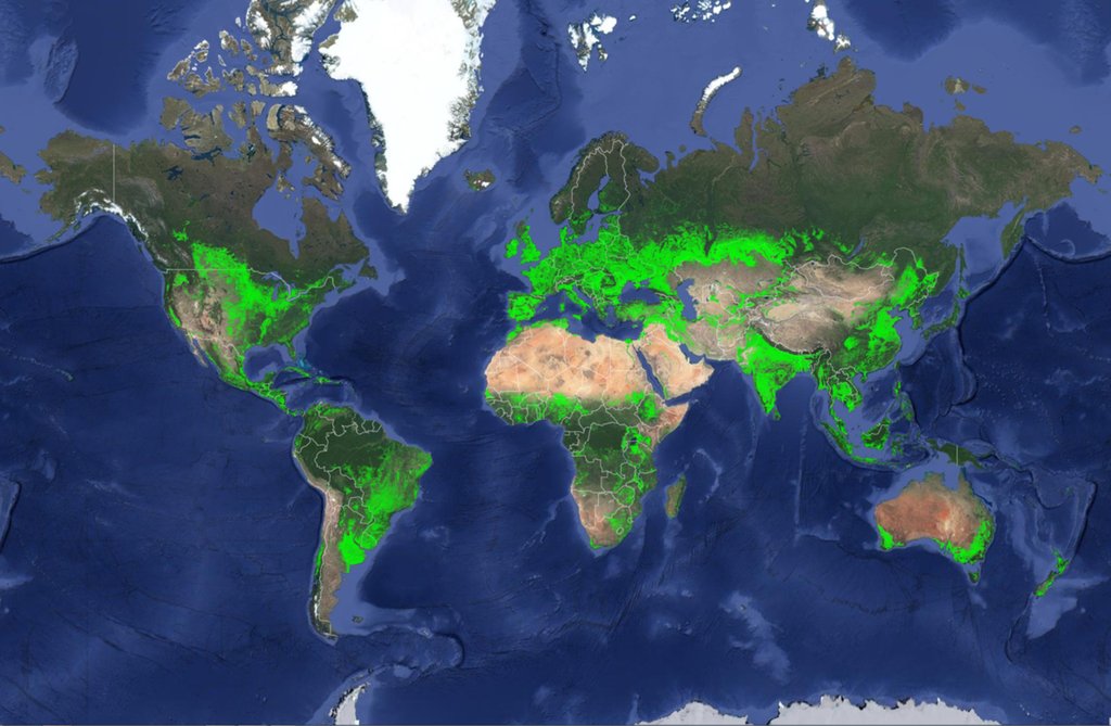 #Map shows all the agricultural land in the world. Source: buff.ly/2FDyr99