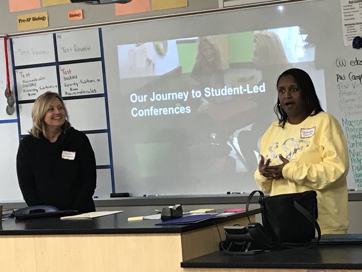 ToshaSwearingen's tweet photo. Our friends @sandy4sha &amp; @ShenetaSmith from Howell-Graves share student-led conferencing at @EdCampMadisonAL https://t.co/7ZzLsj4Pqx