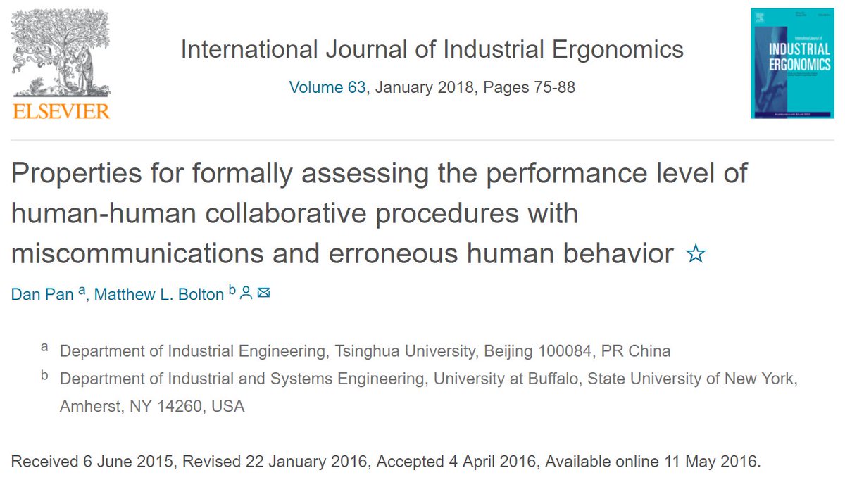 Matthew L. Bolton (@drmatthewbolton) on Twitter photo Dr. Bolton's and Dr. Pan's paper on using formal methods and behavior modeling to verify the safety of collaborative procedures in nuclear reactors has been published in the International Journal of Industrial Ergonomics: authors.elsevier.com/a/1WVEVcd7k57Mm
<a href="/UB_ISE/">University at Buffalo Industrial Engineering</a> <a href="/UBengineering/">UBuffalo Engineering and Applied Sciences</a> Dr. Bolton's and Dr. Pan's paper on using formal methods and behavior modeling to verify the safety of collaborative procedures in nuclear reactors has been published in the International Journal of Industrial Ergonomics: authors.elsevier.com/a/1WVEVcd7k57Mm
<a href="/UB_ISE/">University at Buffalo Industrial Engineering</a> <a href="/UBengineering/">UBuffalo Engineering and Applied Sciences</a>
