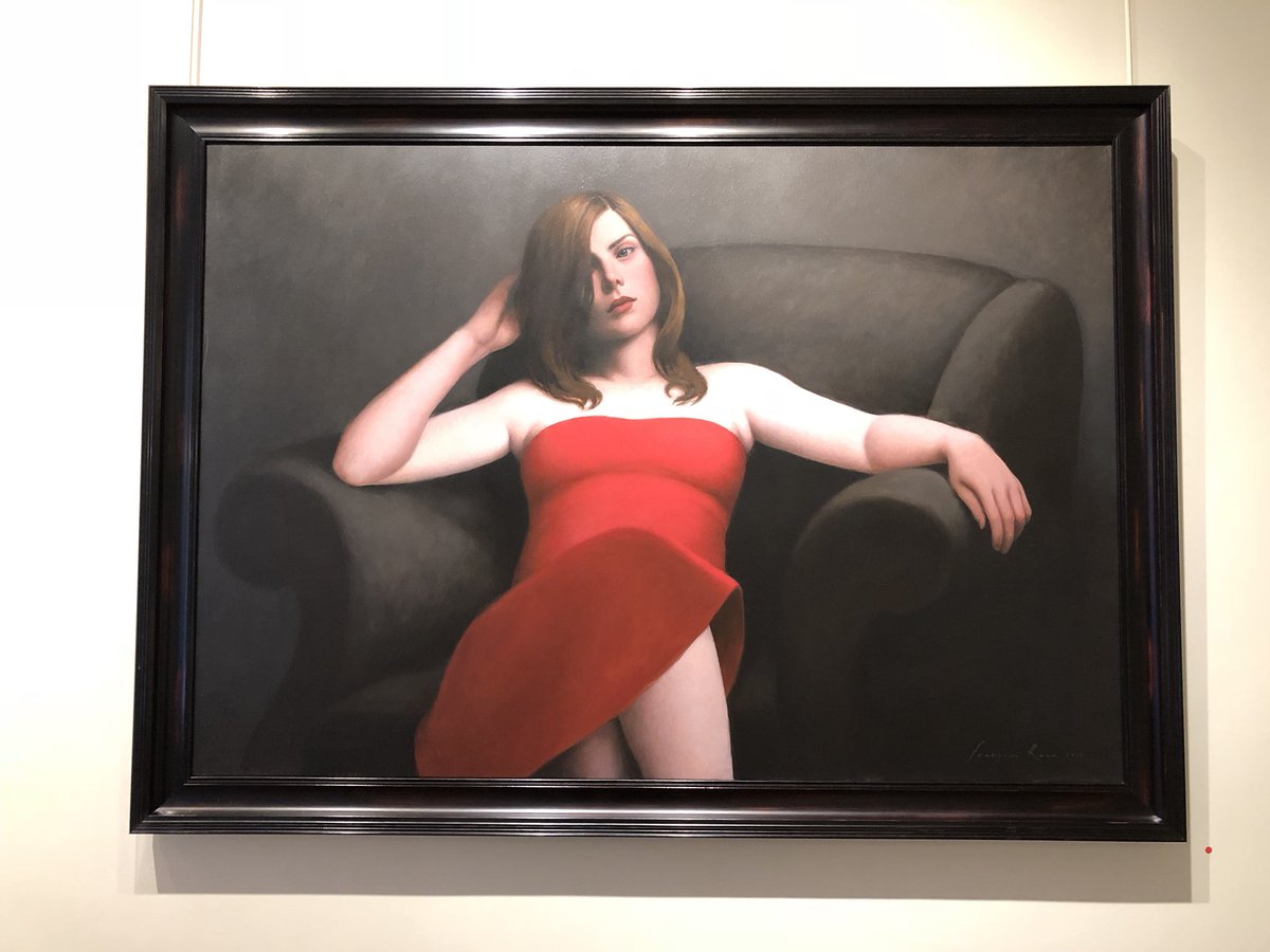 Delcroixx's tweet photo. Splendide exposition de #FrançoisRoca à la galerie #BarbierMathon... un univers étrange sensuel, troublant… Des toiles qui évoquent tout à la fois Hitchcock, Lynch, sans oublier Édouard Hopper… https://t.co/M6VGo3mXtI