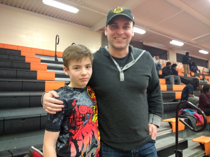 Brian_Ob5's tweet photo. Congrats and wrestling talk at @MetroSchools middle school championships with @DrRJYoung.  @WestEndPTSO @westendmiddle https://t.co/58P4zmnt64