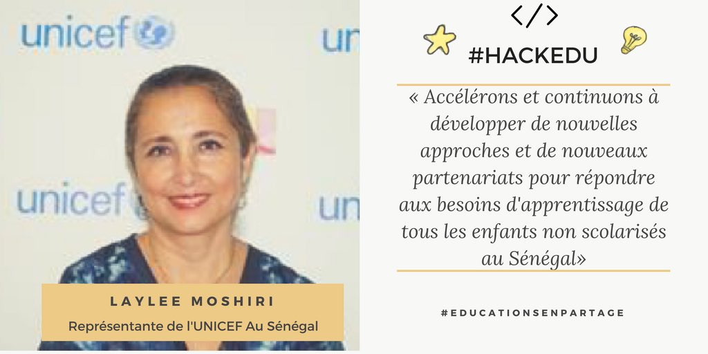 Jokkolabs's tweet photo. #HackEdu [INSPIRATION] 🌟Fière.e.s et honoré.e.s de pouvoir compter sur la participation de @Moshiri_Laylee Représentante de l’@UNICEF au Sénégal pour apporter ses éclairages et encouragements aux participant.e.s! 🙂 #EducationsEnPartage https://t.co/QgWmln7fdy