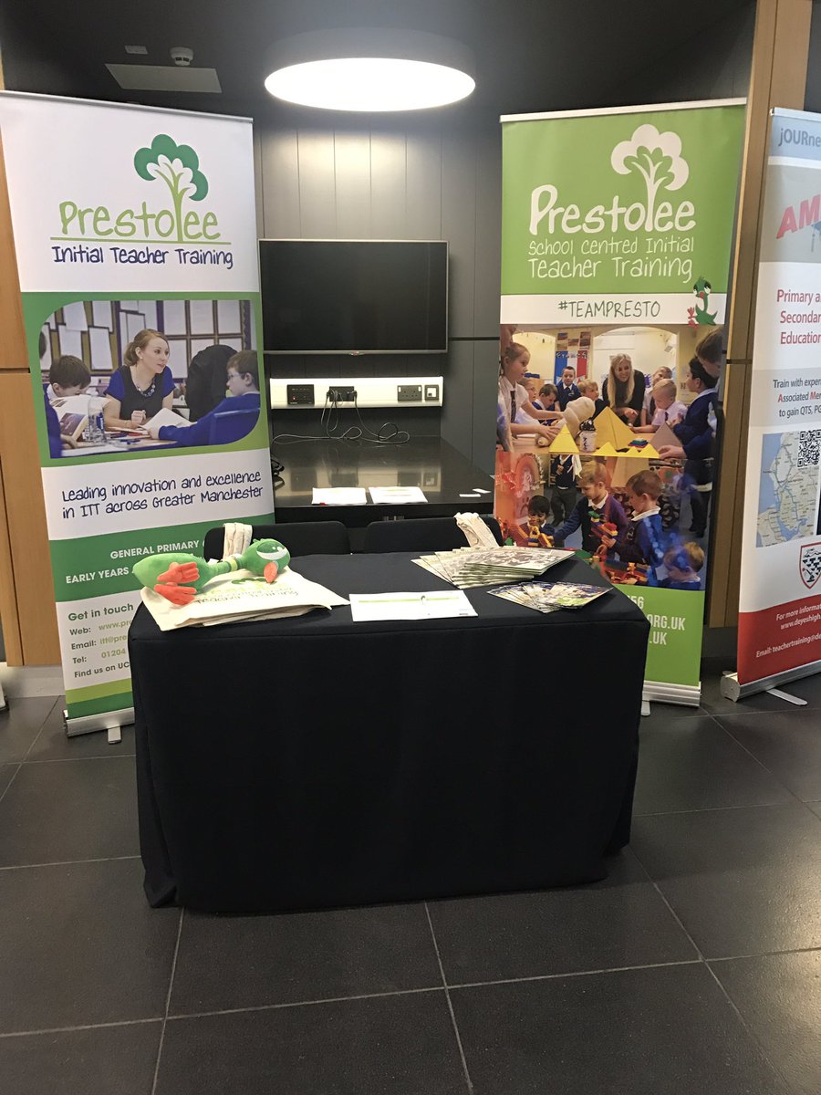 VickygouldSCITT's tweet photo. @PrestoleeScitt are here at @ManMetUni Train to Teach event! Come and have a chat about training with us #outstandingprovider #teach @getintoteaching #keepitschoolled https://t.co/jwHYT8M3bi