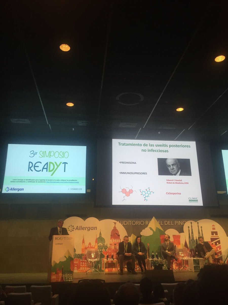 DrAlfredoAdan's tweet photo. Participando en mesa redonda de uveítis en READYT @Allergan .Citando a Eduard C Kendall ,premio Nobel de Medicina 1950.Descubridor del uso terapéutico de los corticoides https://t.co/WbV4qqYObF